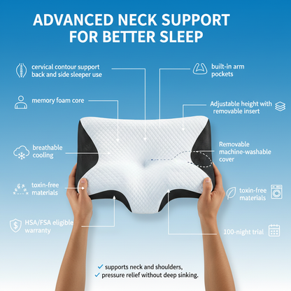 Ergonomic Neck Relief Pillow – Memory Foam Cervical Support