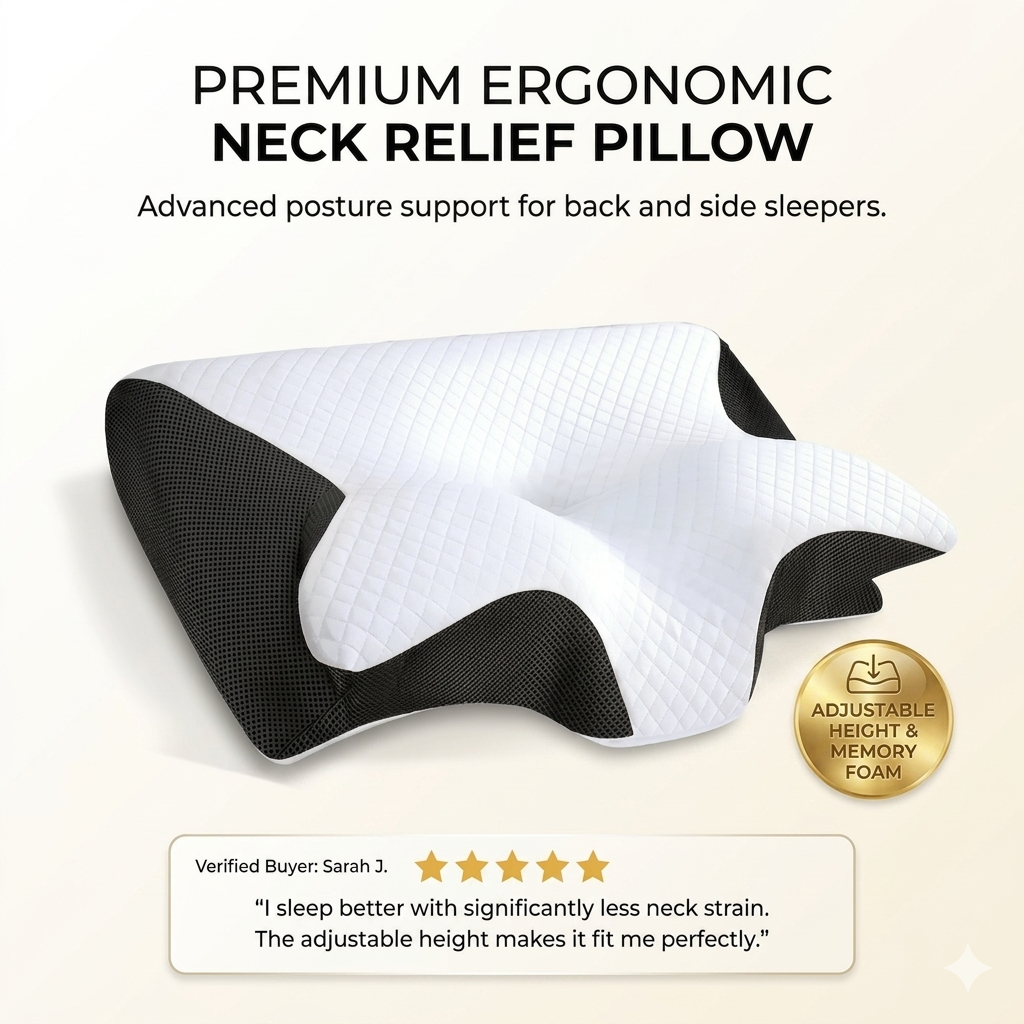 Ergonomic Neck Relief Pillow – Memory Foam Cervical Support