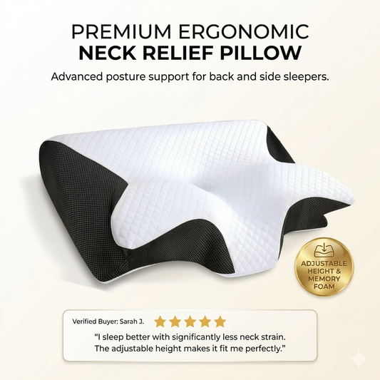 Ergonomic Neck Relief Pillow – Memory Foam Cervical Support