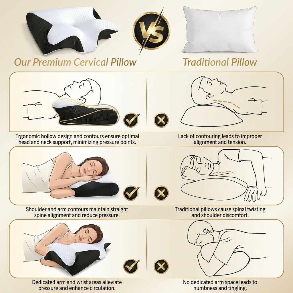 Ergonomic Neck Relief Pillow – Memory Foam Cervical Support